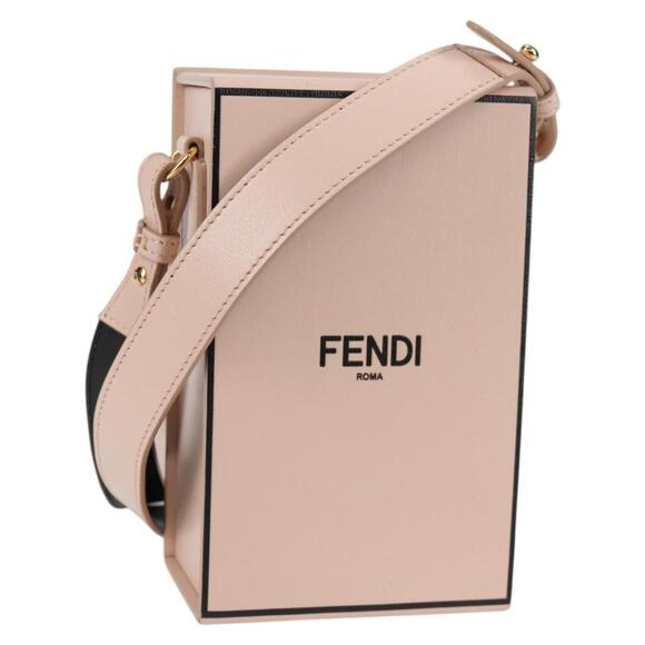 FENDI Box Shoulder Bag Leather Pink Gold - Picture 1 of 12